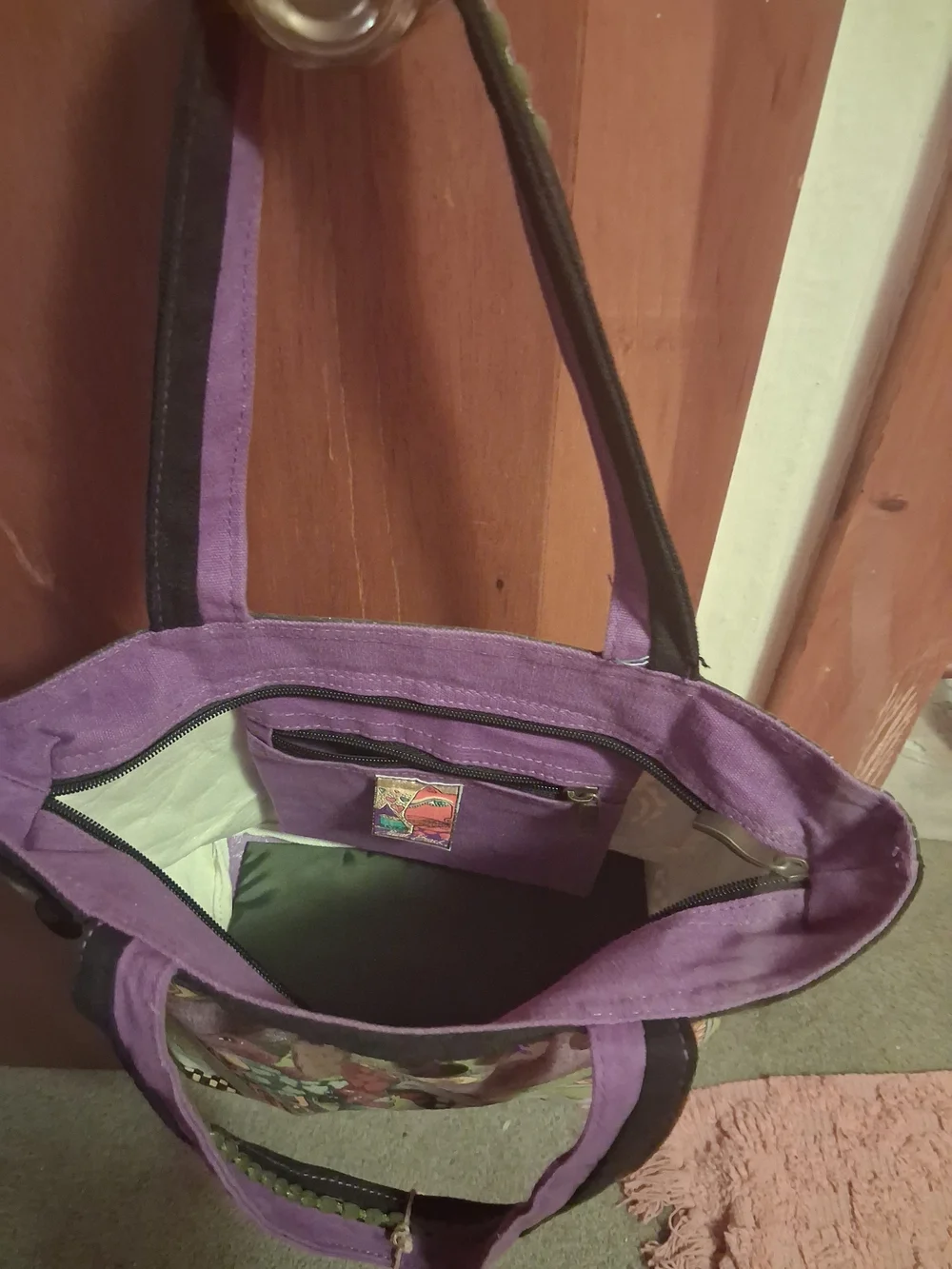 Laurel Burch Purple and Green Horse Print Tote